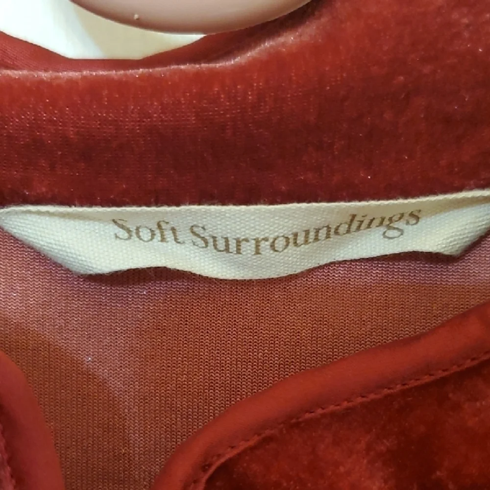 Soft Surroundings Maroon Velvet Like Mandarin Collar Tunic Medium